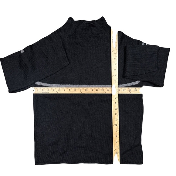 Vintage 90s Iceberg Jeans Wool Black Gray Logo Mock Neck Sweater Mens Medium - Picture 7 of 7